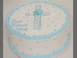McArthur's Bakery Custom Cake with Religious Theme of Cross and Saying God Bless