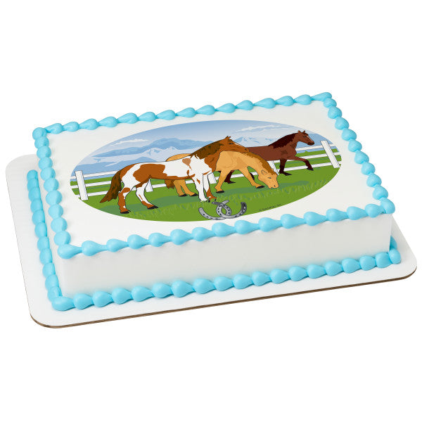 MaArthur's Bakery Custom Cake with Graving Horses