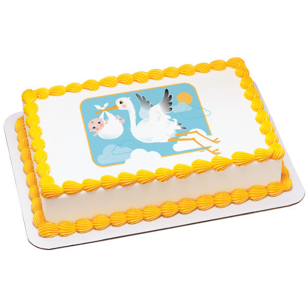 MaArthur's Bakery Custom Cake with Stork Carring a Baby