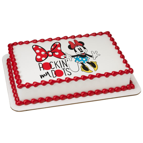 MaArthur's Bakery Custom Cake with Minnie Mouse, Rockin with Dots Scan