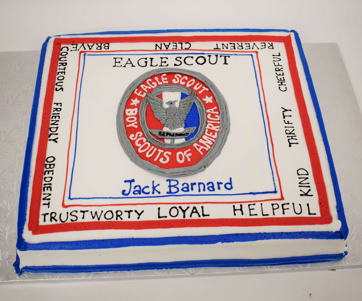 McArthur's Bakery Acheivement Cake With Eagle Scout Emblem and Scout Law