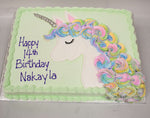 MaArthur's Bakery Custom Cake with Unicorn and Rainbow Rosette Mane