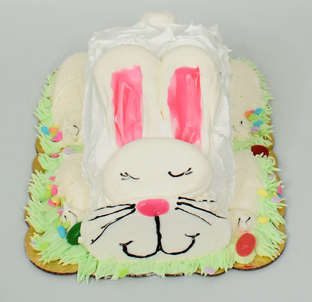 McArthur's Bakery cake designed in the shape of an Easter bunny.