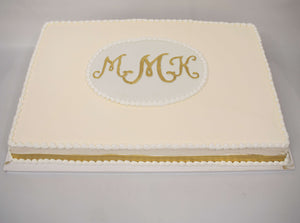 MaArthur's Bakery Custom Cake With Ivory Icing and Gold Monogram, 