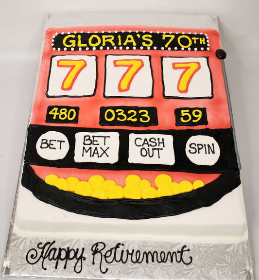 MaArthur's Bakery Custom Cake With Slot Machine, Triple Sevens