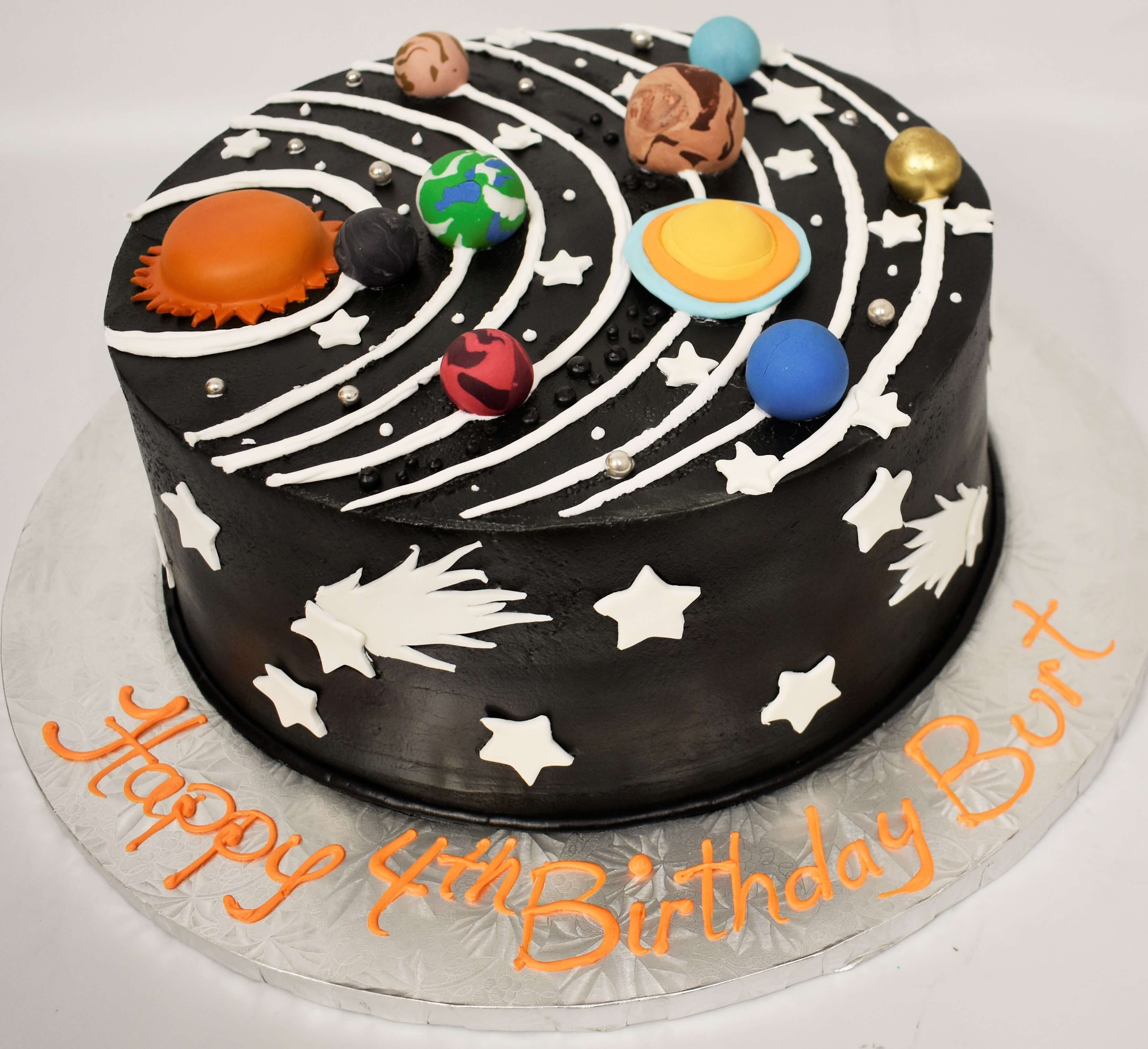 McArthur's Bakery Custom Cake with 3D Solar System, Stars on sides