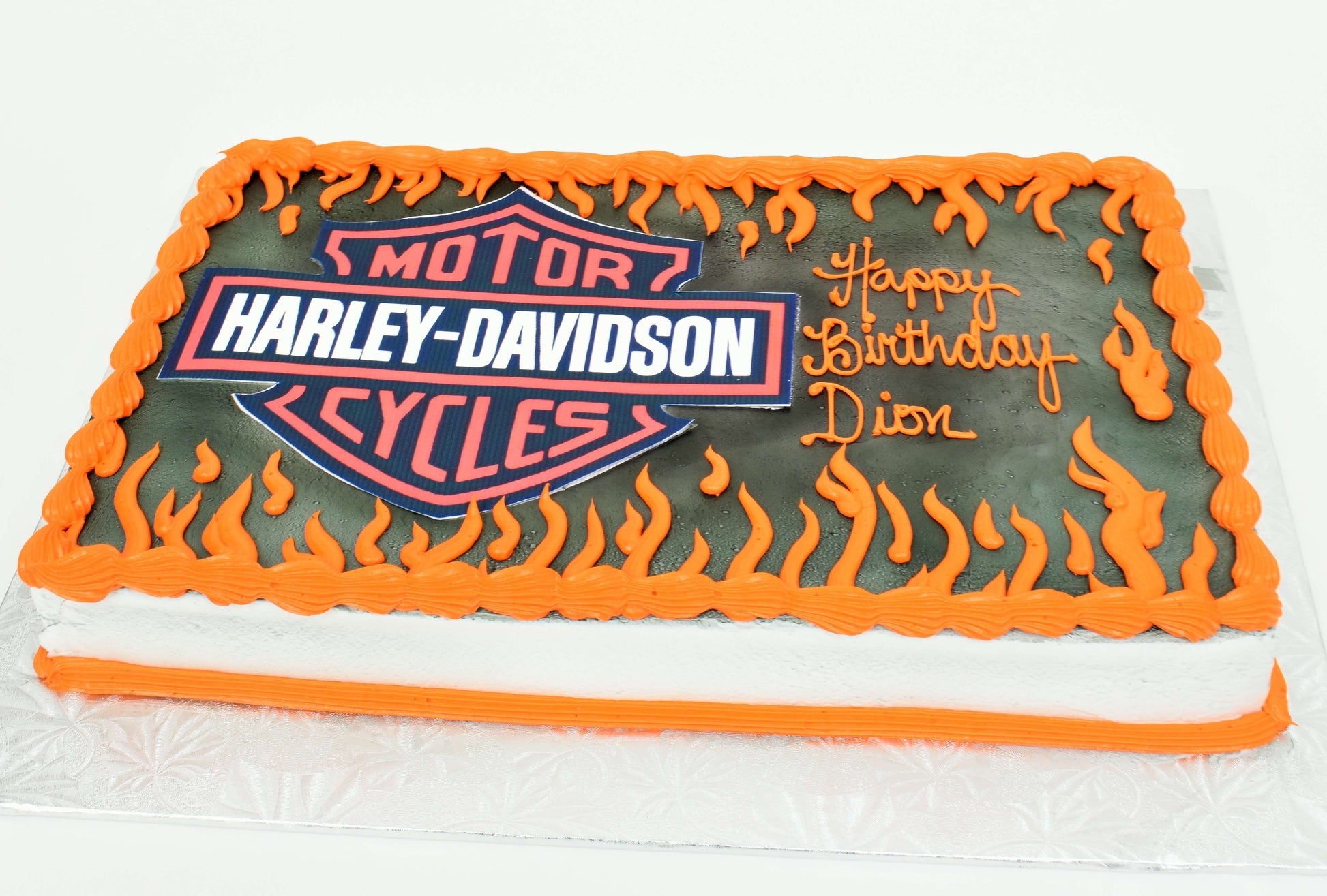 McArthur's Bakery Custom Cake with Harley Davidson and Flames