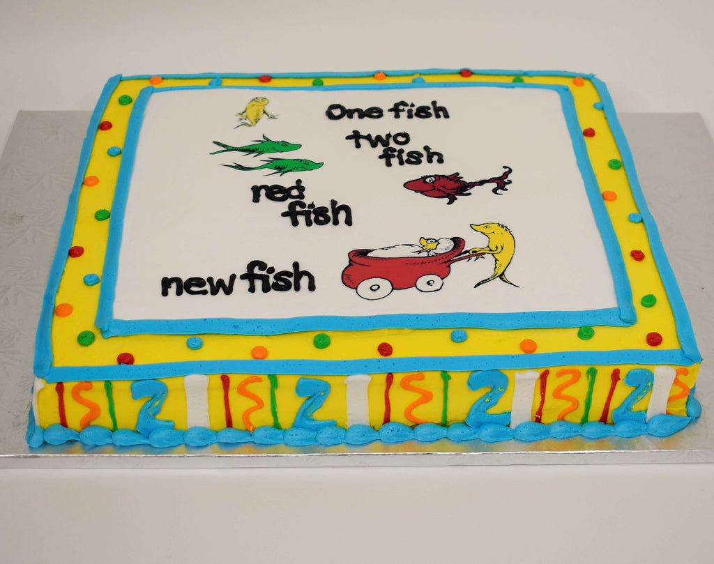 McArthur's Bakery Custom Cake with Dr. Seuss One Fish, Two Fish, Red Fish, New Fish