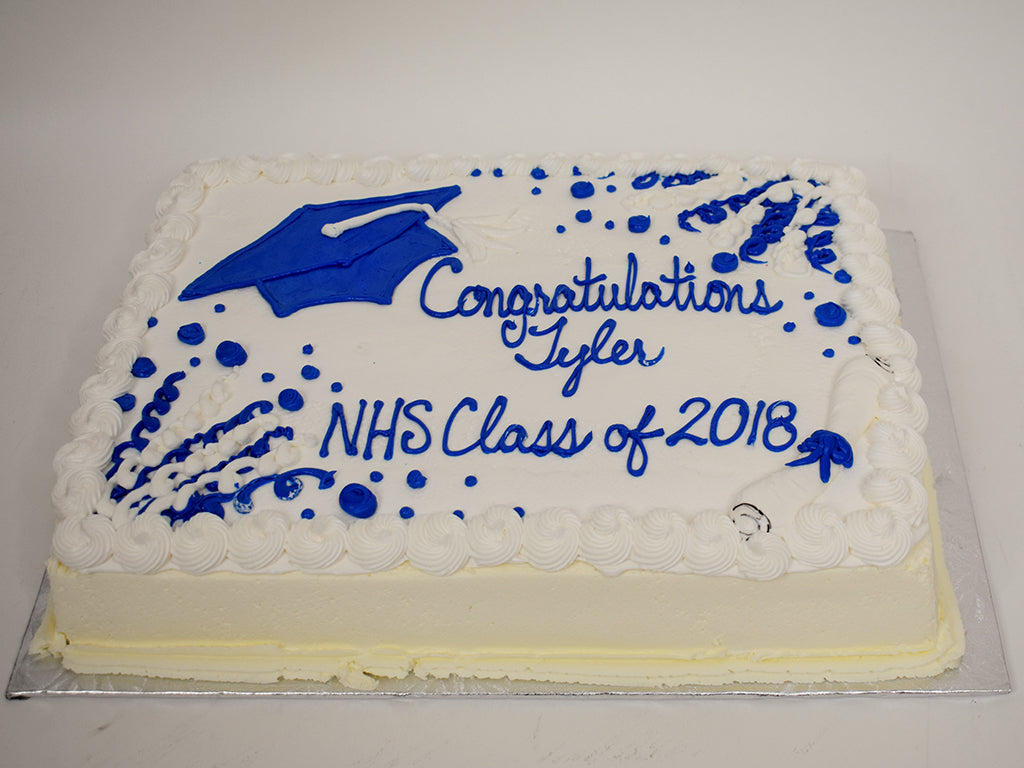 McArthur's Bakery Custom Cake Blue Graduation Cap