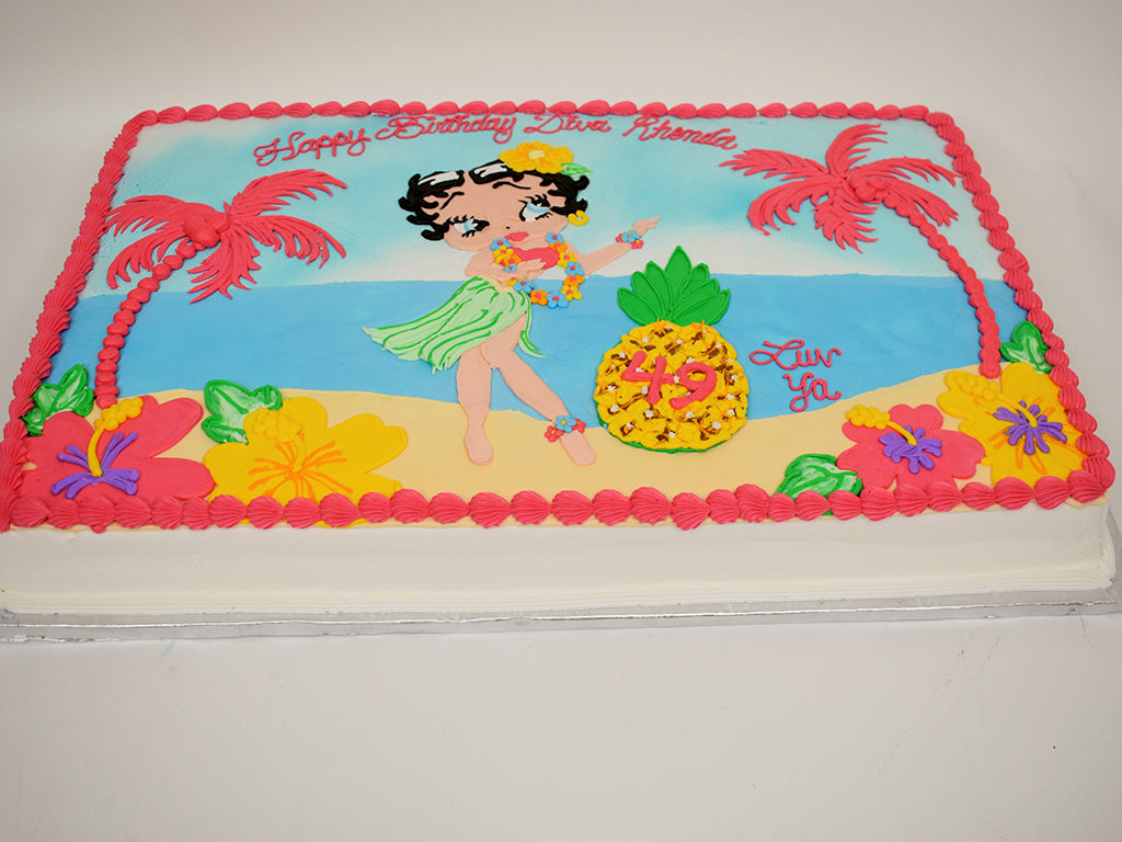 McArthur's Bakery Custom Cake with Betty Boop Hulu Dancing On The Beach.