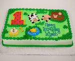 MaArthur's Bakery Custom Cake with Number 1, Farm Animals, Green Background
