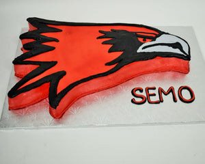 McArthur's Bakery Custom Cake with a SEMO Red Hawk Cut Out 