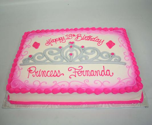 MaArthur's Bakery Custom Cake with Tiara, Silver, Pink.