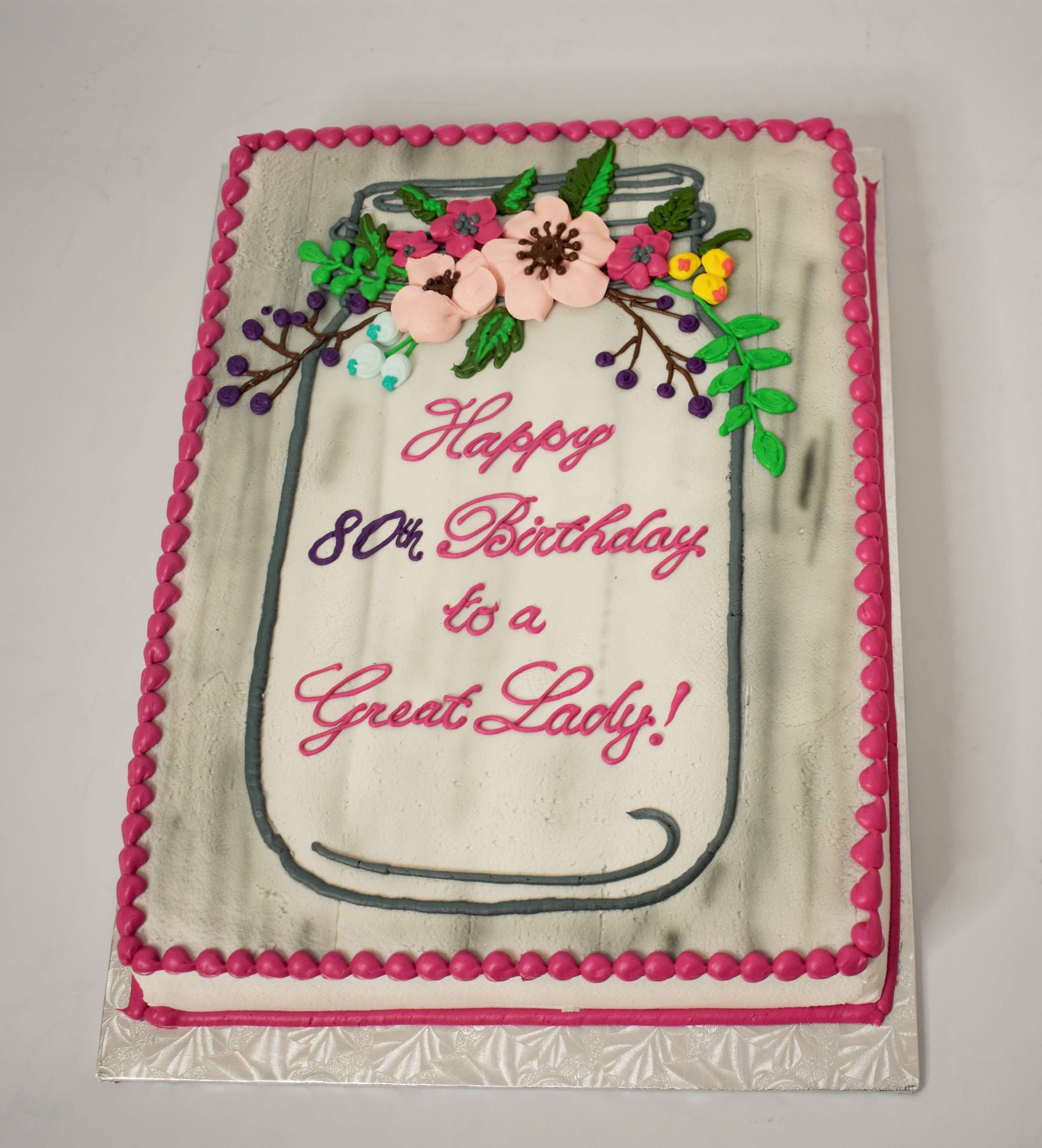 McArthur's Bakery Custom Cake with Mason Jar, Flowers, Twigs, Berries