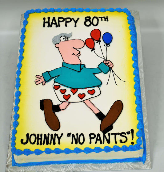 MaArthur's Bakery Custom Cake with Heart Boxers, Balloons, Older Man