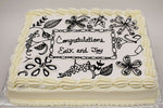 MaArthur's Bakery Custom Cake with Black Outlined Flowers, White Background