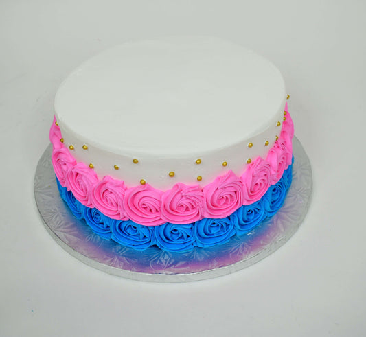 McArthur's Bakery Custom Cake with Pink and Blue Rosettes