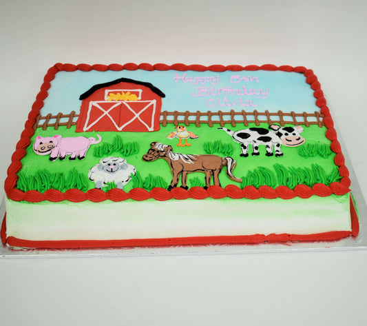 Farm Animals In Field Cake