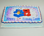 MaArthur's Bakery Custom Cake with Cookie Monster, Elmo, and with Confetti Sprinkles