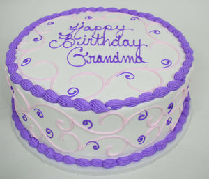 MaArthur's Bakery Custom Cake with Pink Scroll, Purple Scroll