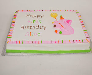 MaArthur's Bakery Custom Cake With Pink Elephant, Yellow Balloon
