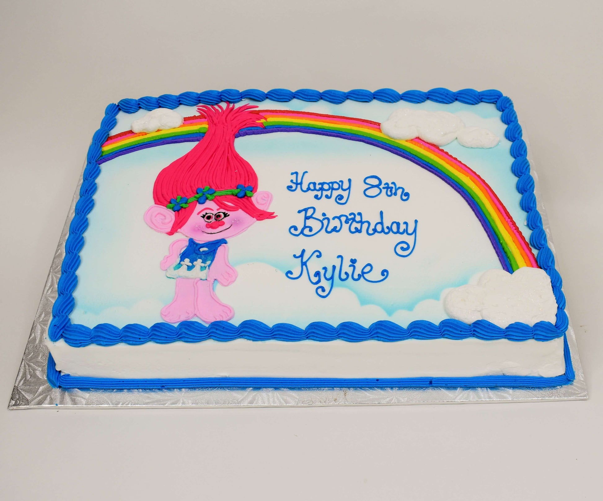 McArthur's Bakery Custom Cake with a Troll, Rainbow, Clouds