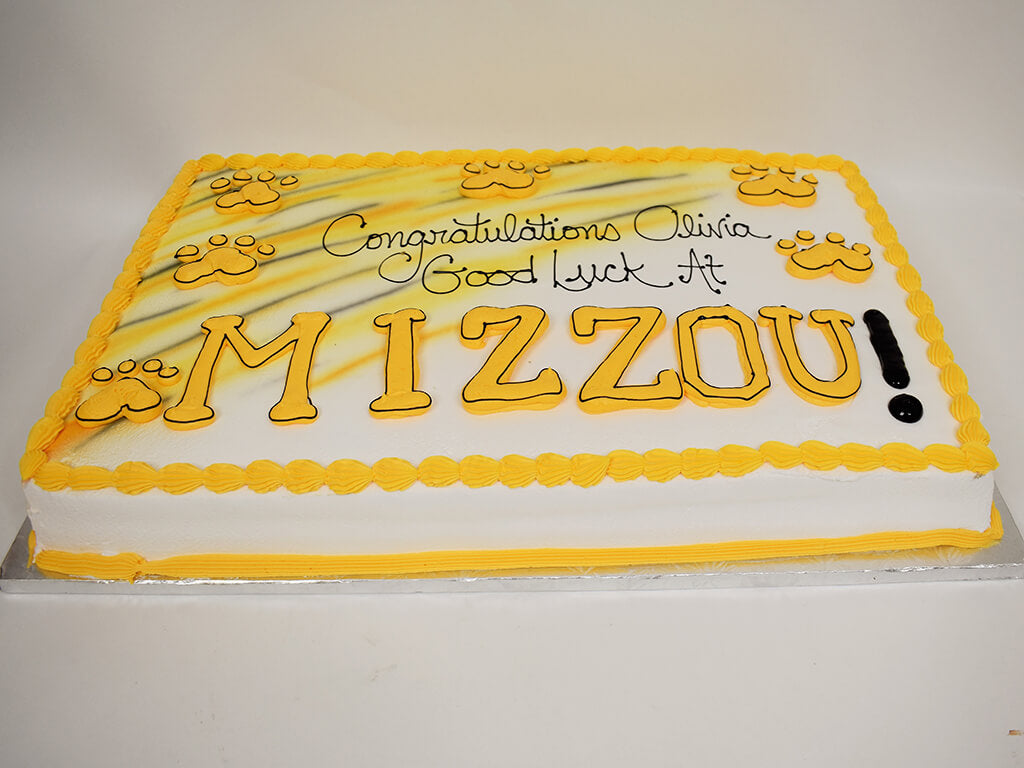 McArthur's Bakery Custom Cake Graduation Cake With Mizzou Paws