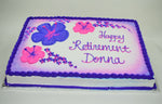 MaArthur's Bakery Custom Cake with Tropical Flowers, Pink, Purple.
