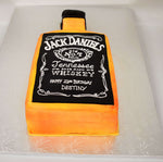 McArthur's Bakery Custom Cake with a Jack Daniels Liquor Bottle Cut Out