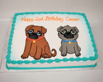 MaArthur's Bakery Custom Cake with Grey Puppy, Brown Puppy