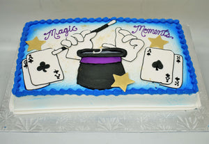 McArthur's Bakery Custom Cake with Magician Hat, Gloves, Wand and Cards