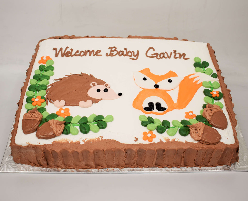 McArthur's Bakery Custom Cake with Raccoon, Porcupine, Acorns, 