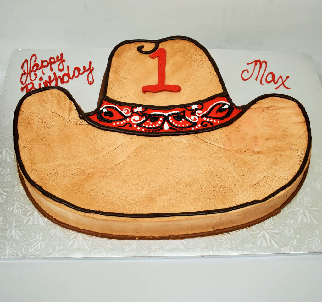 MaArthur's Bakery Custom Cake with Cowboy Hat Cut Out 