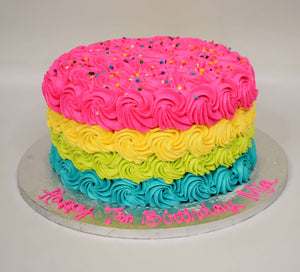 Four Colored Rosette Cake