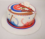 McArthur's Bakery Custom Cake with Cubs, Cards, Bat, Ball, Baseball
