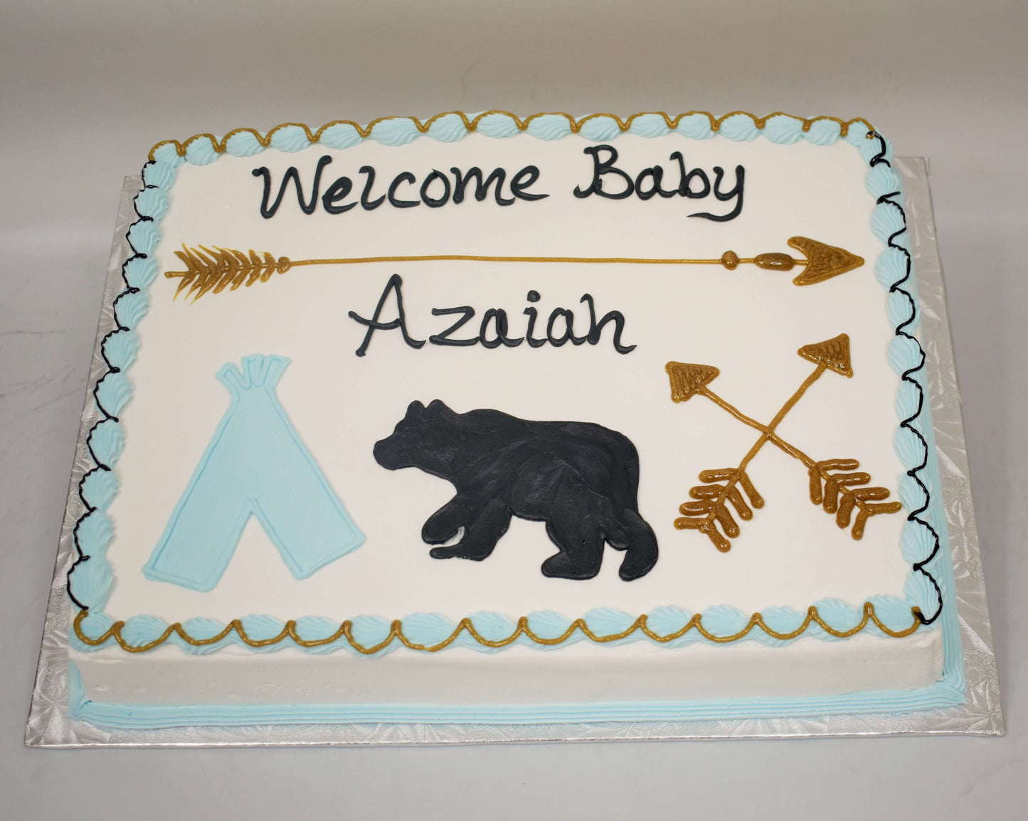 MaArthur's Bakery Custom Cake Tepee, Black Bear, Arrows