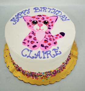 McArthur's Bakery Custom Cake with Pink Tiger, Pink Spots, Confetti Sprinkles