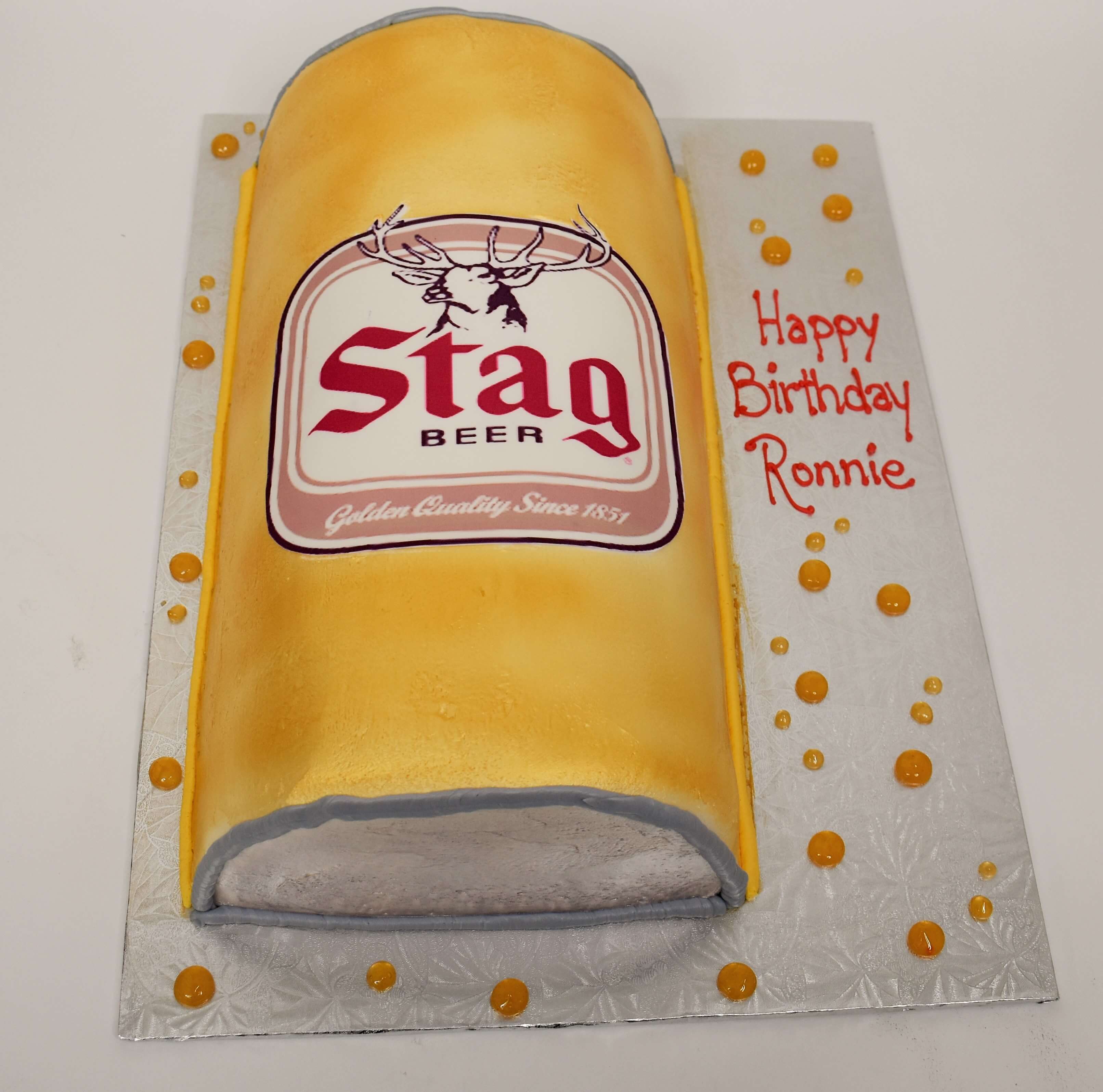McArthur's Bakery Custom Cake with a Stag Beer Can Cut Out 