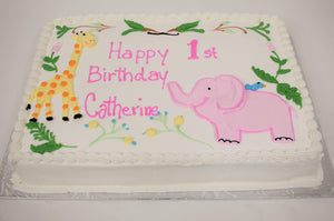 McArthur's Bakery Custom Cake with Giraffe, Elephant, Tulips, Greenery