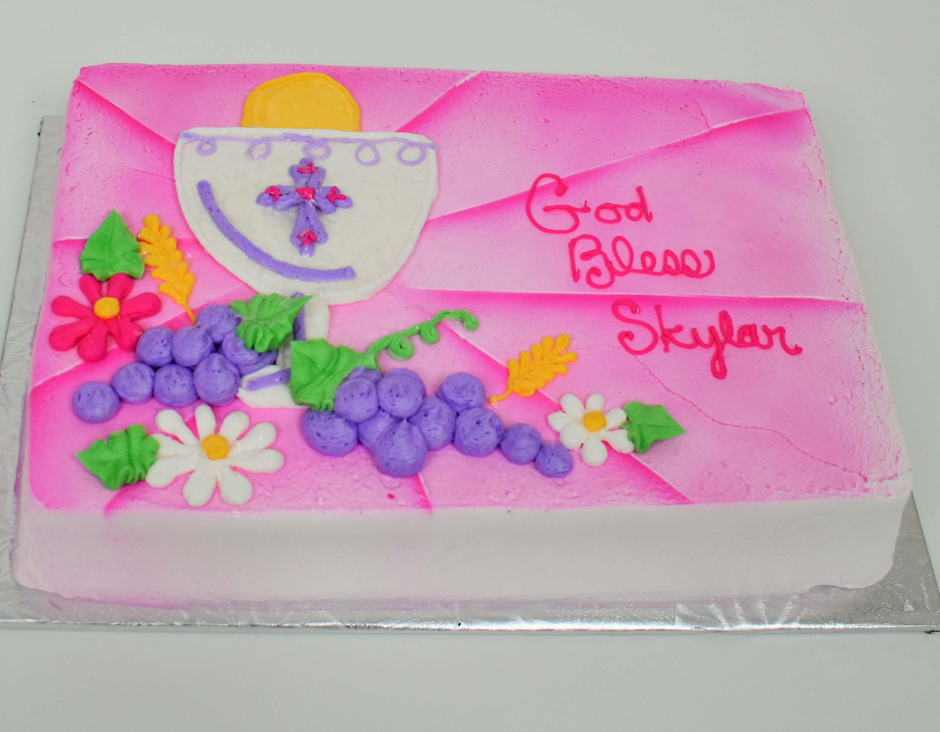 Bright Pink Chalice and Grapes Cake