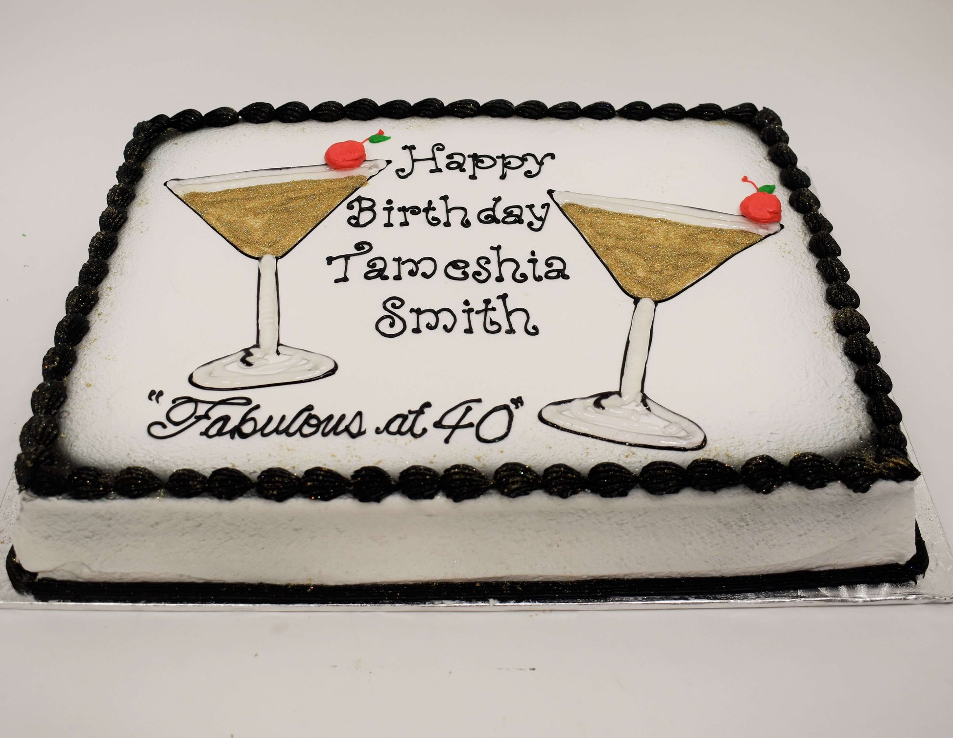 MaArthur's Bakery Custom Cake With Martini Glasses with Cherries on the rim