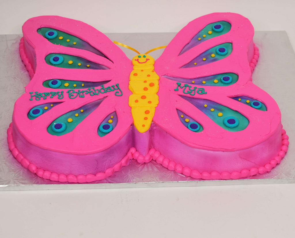 McArthur's Bakery Custom Cake with a Butterfly Cut Out with Pink Icing