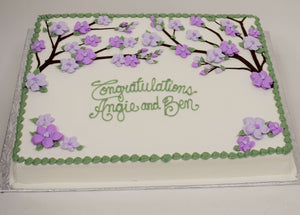 MaArthur's Bakery Custom Cake with Purple Dogwood Flowers