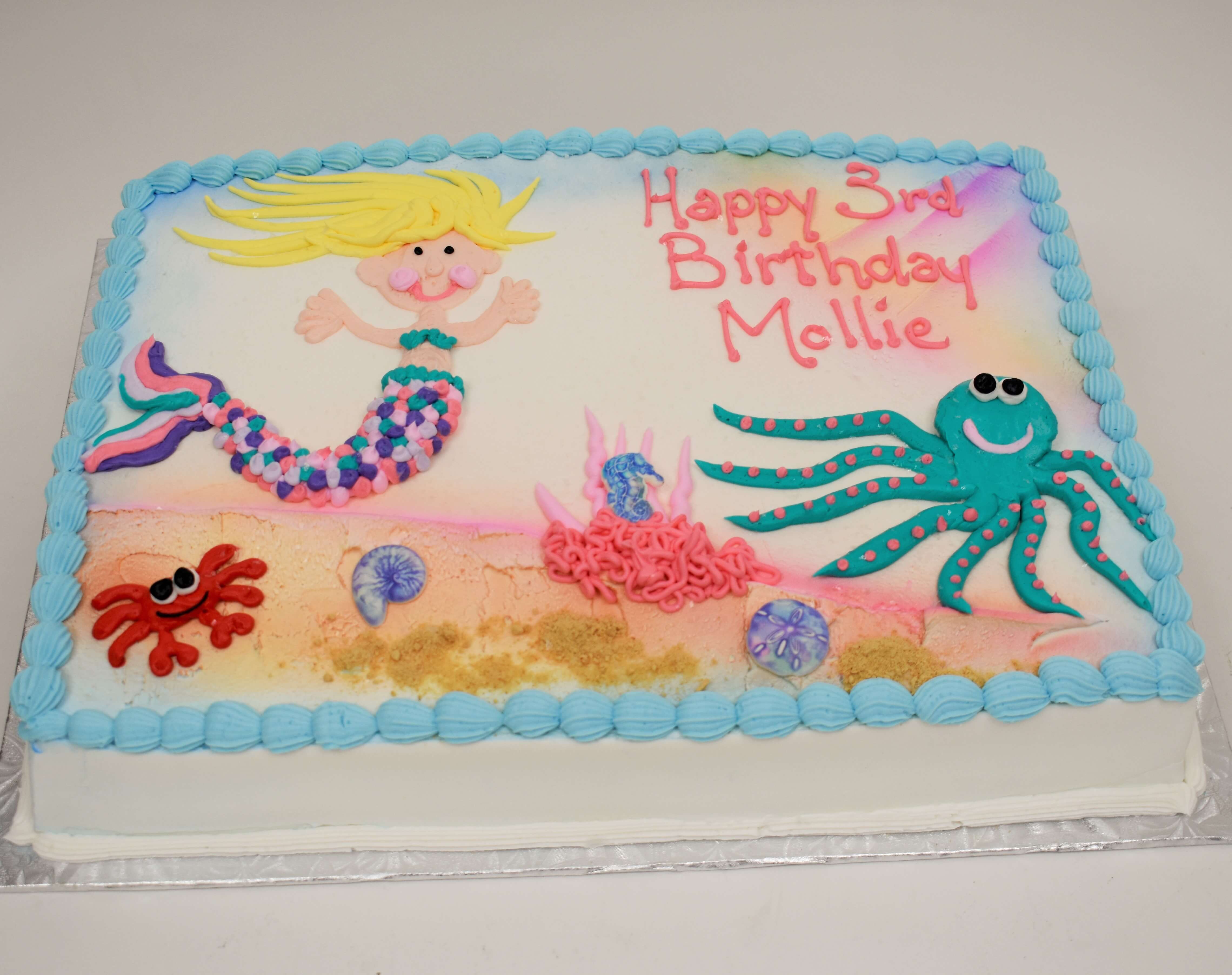 MaArthur's Bakery Custom Cake with Mermaid and Ocean Theme