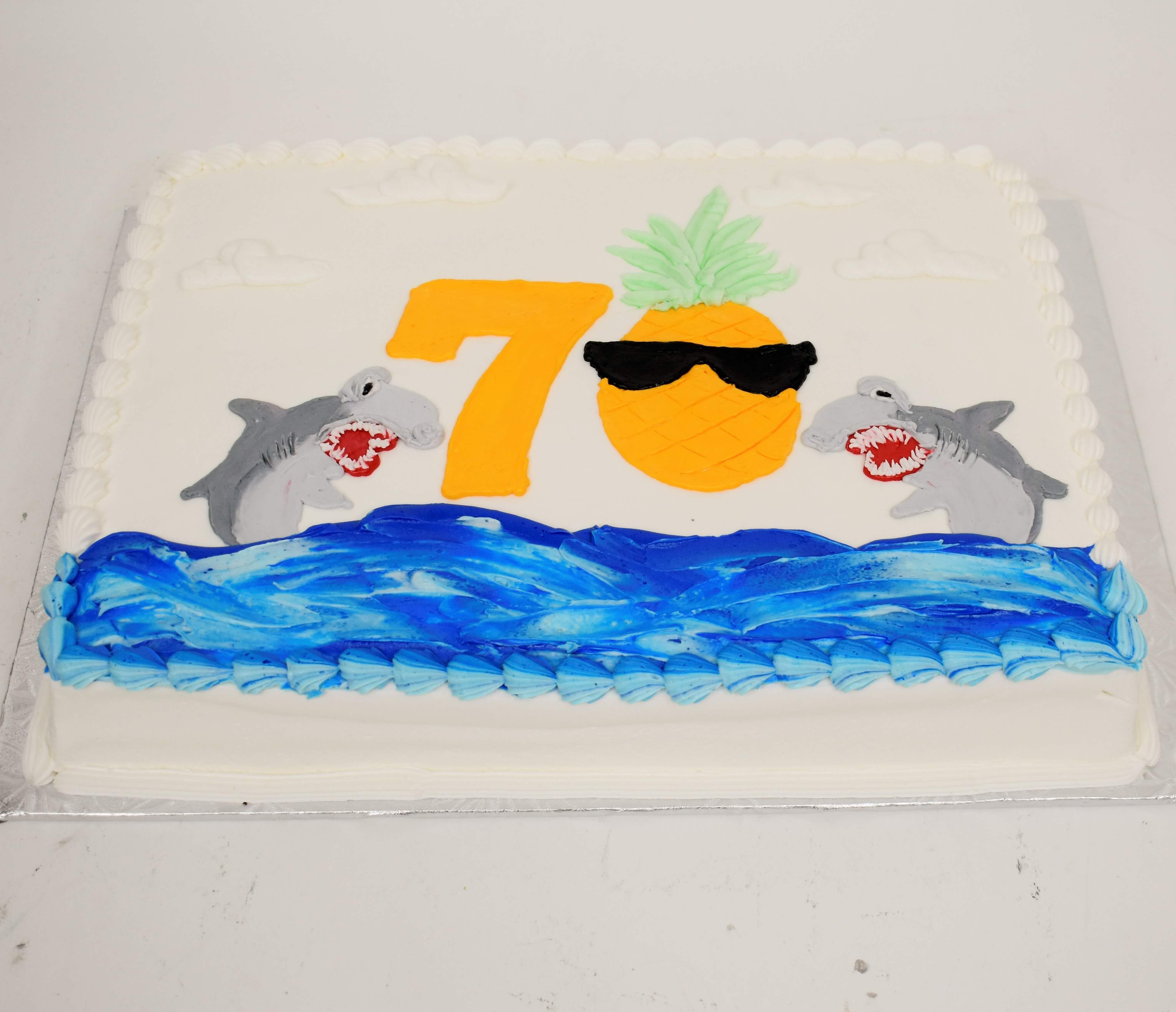 McArthur's Custom Cake With Sharks Jumping Out Of The Ocean