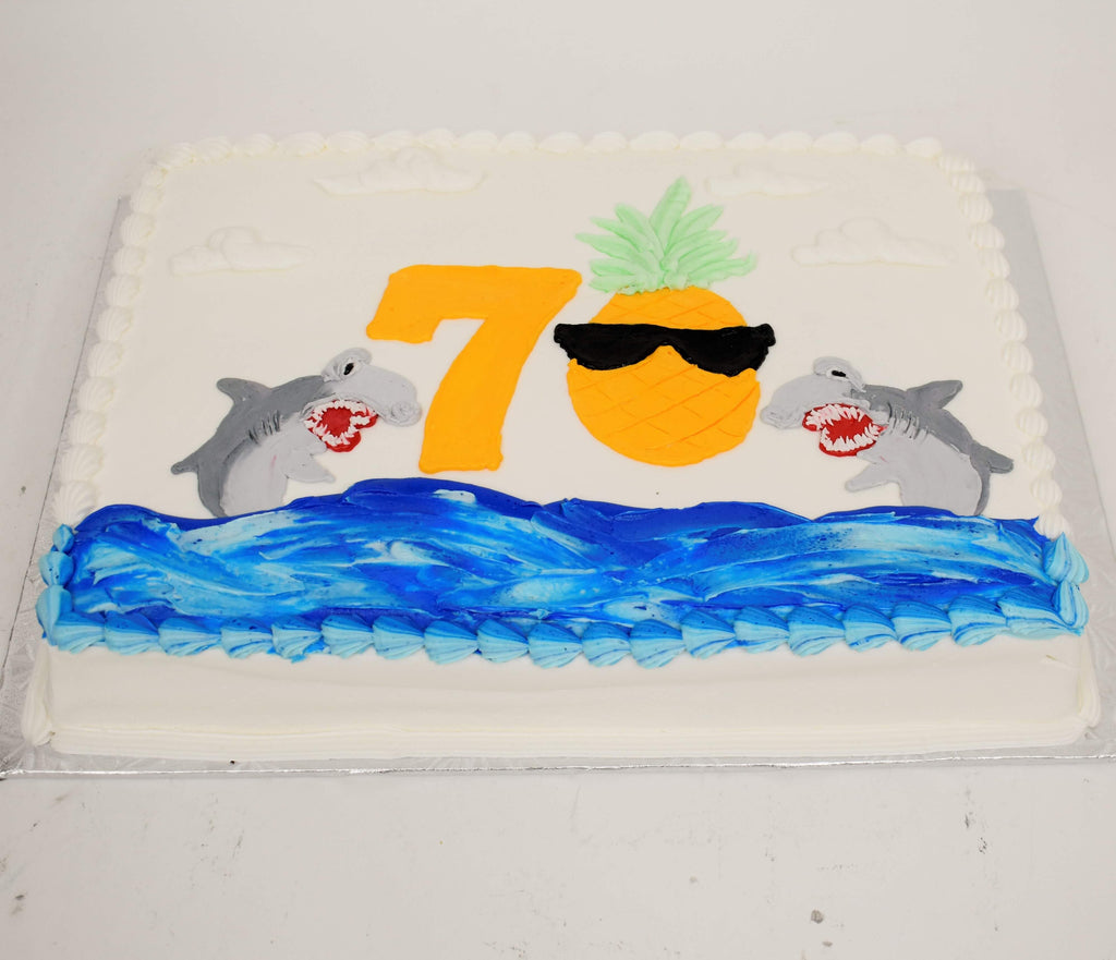 McArthur's Custom Cake With Sharks Jumping Out Of The Ocean
