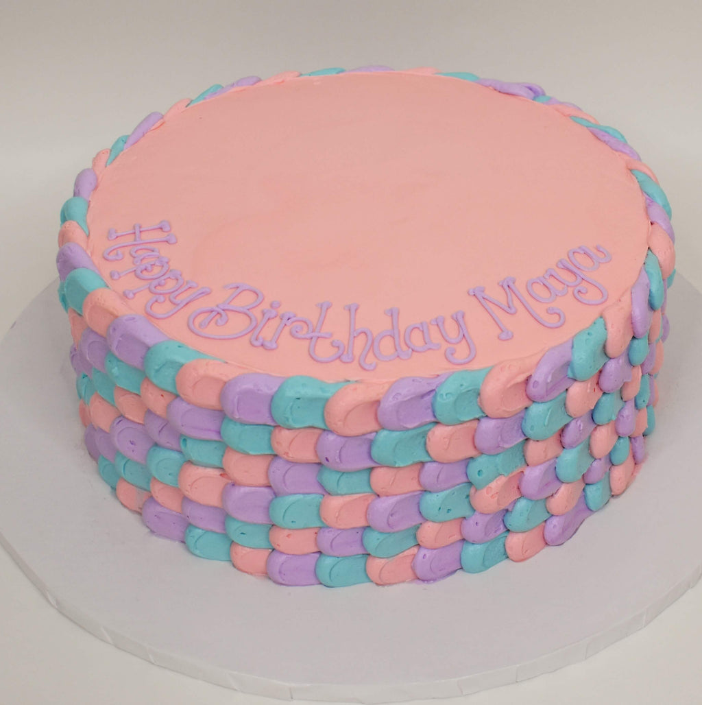 MaArthur's Bakery Custom Cake with Purple, Blue and Pink Mermaid Scales
