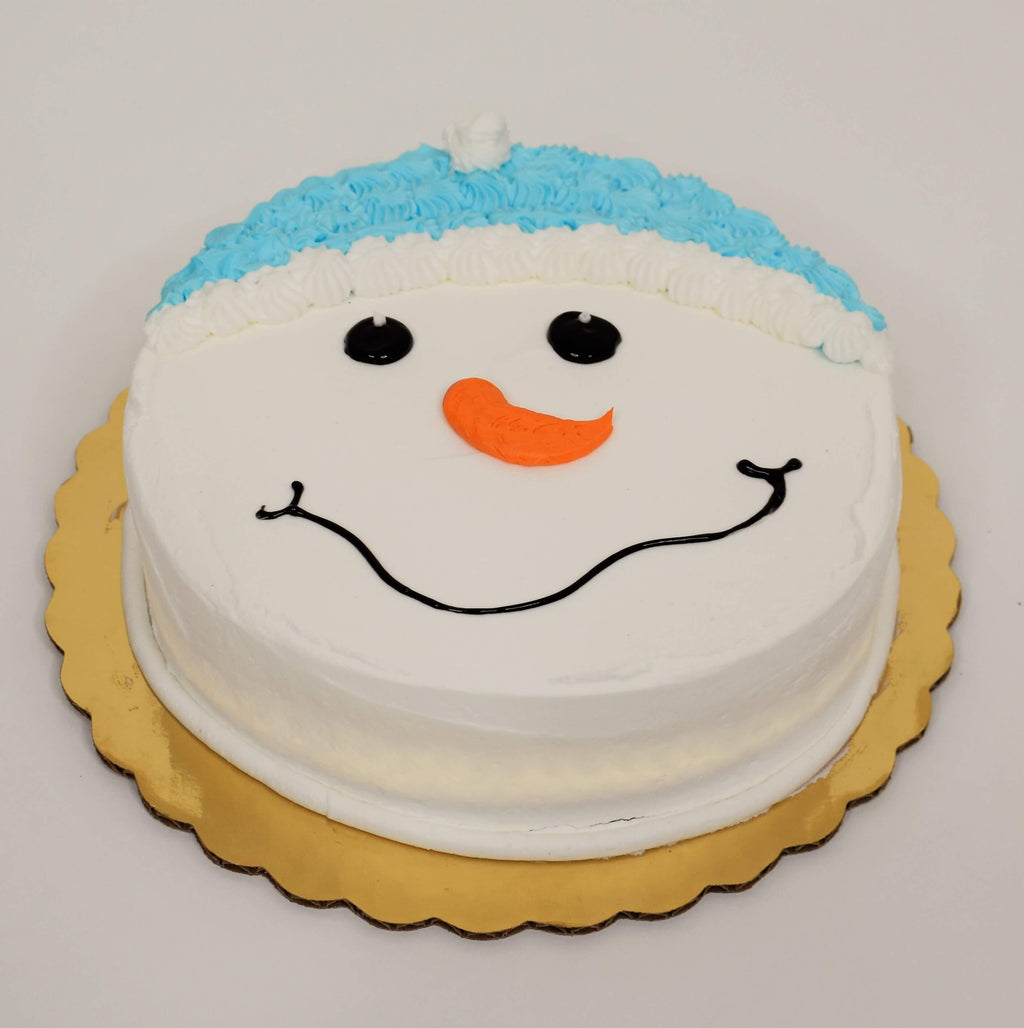 McArthur's Bakery Custom Cake with Snowman, Blue Hat, Snowman Face