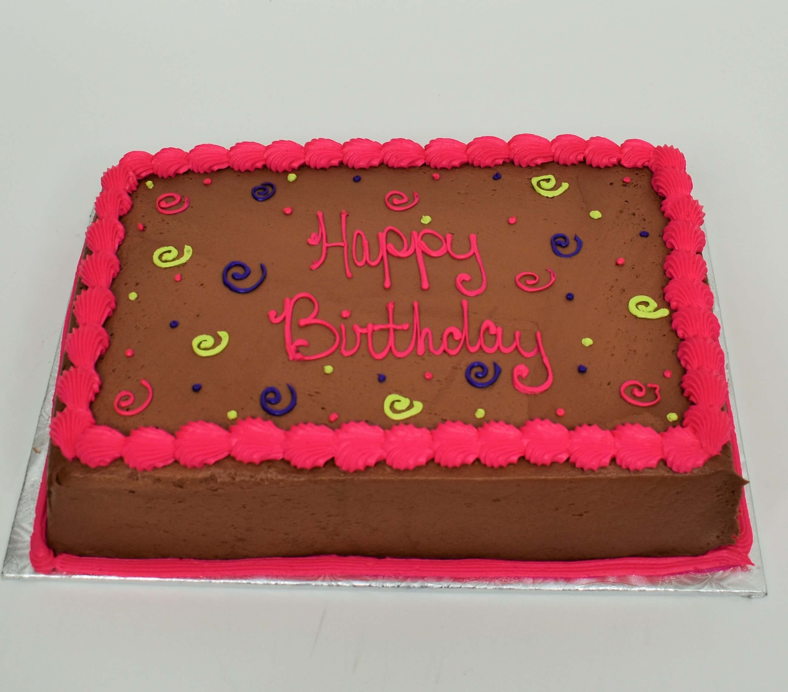 McArthur's Bakery Custom Cake with Chocolate Icing, Swirls and Polka Dots