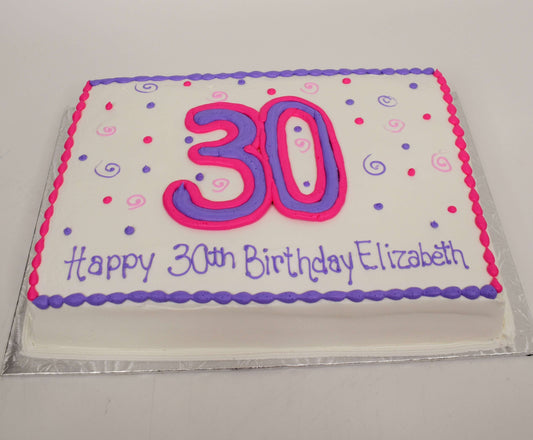 MaArthur's Bakery Custom Cake Large number, Swirls and Polka Dots